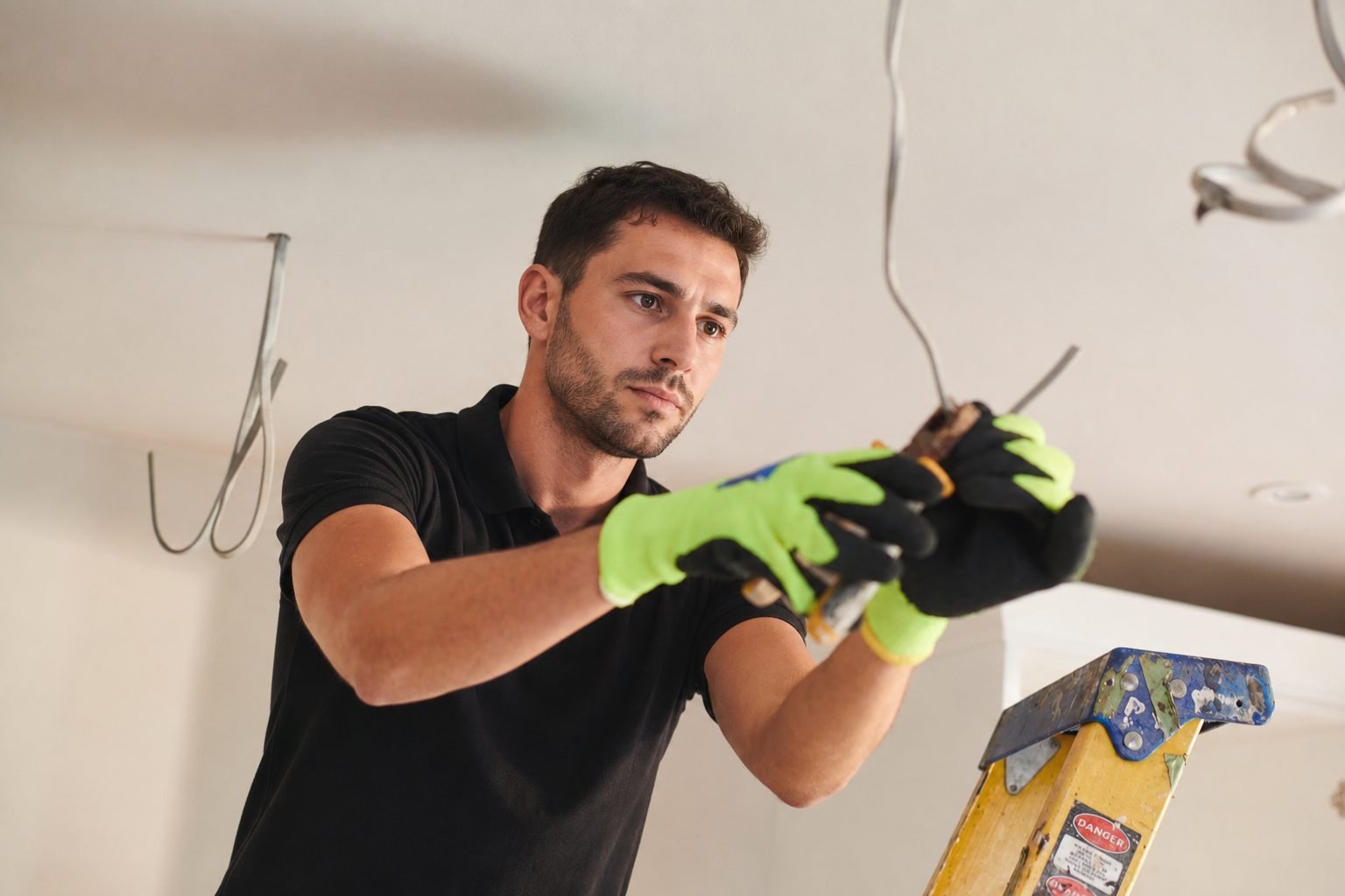 Electrician at work during a house rewire