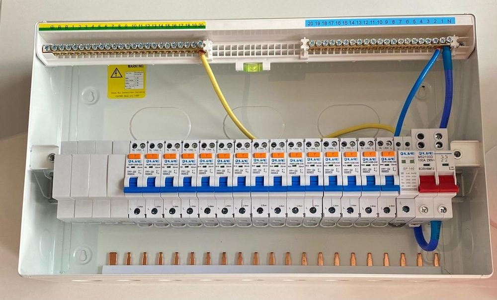 New consumer unit with individually labelled RCBOs on every circuit