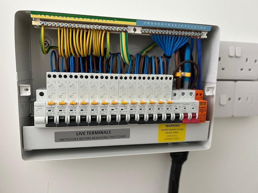 New consumer unit installed as part of a full rewire